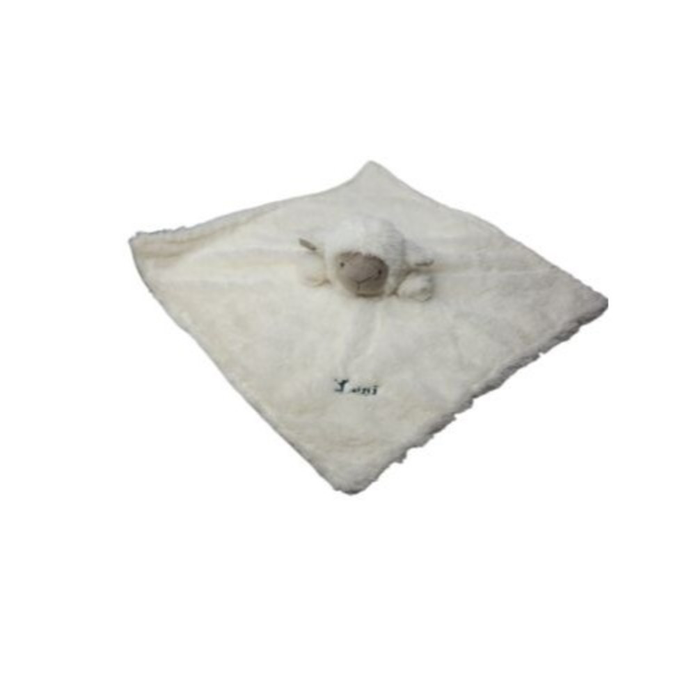 Elegant Baby Security Blanket Blankie LAMBIE Lamb 15in Lovey LEUI EMBROIDERED